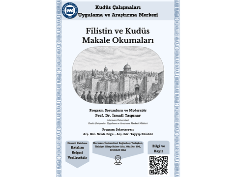 Filistin ve Kudüs Makale Okumaları Programı Duyurusu